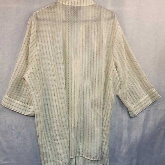 Maggie Barnes Womens Plus Size 2X White Striped Button-Up Blouse Flowy Sheer - Picture 2 of 8